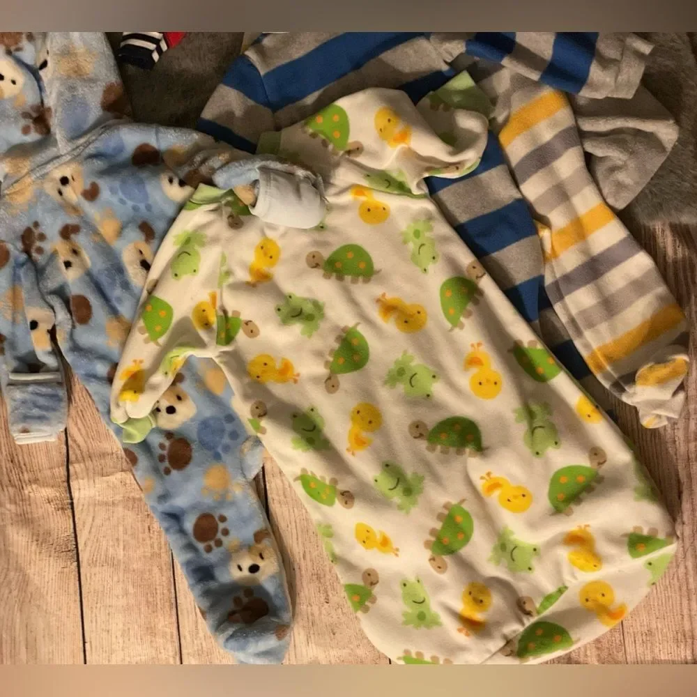 Baby Boy 5 Piece Warm Zip Up Onesie Bundle Lot Size 9M